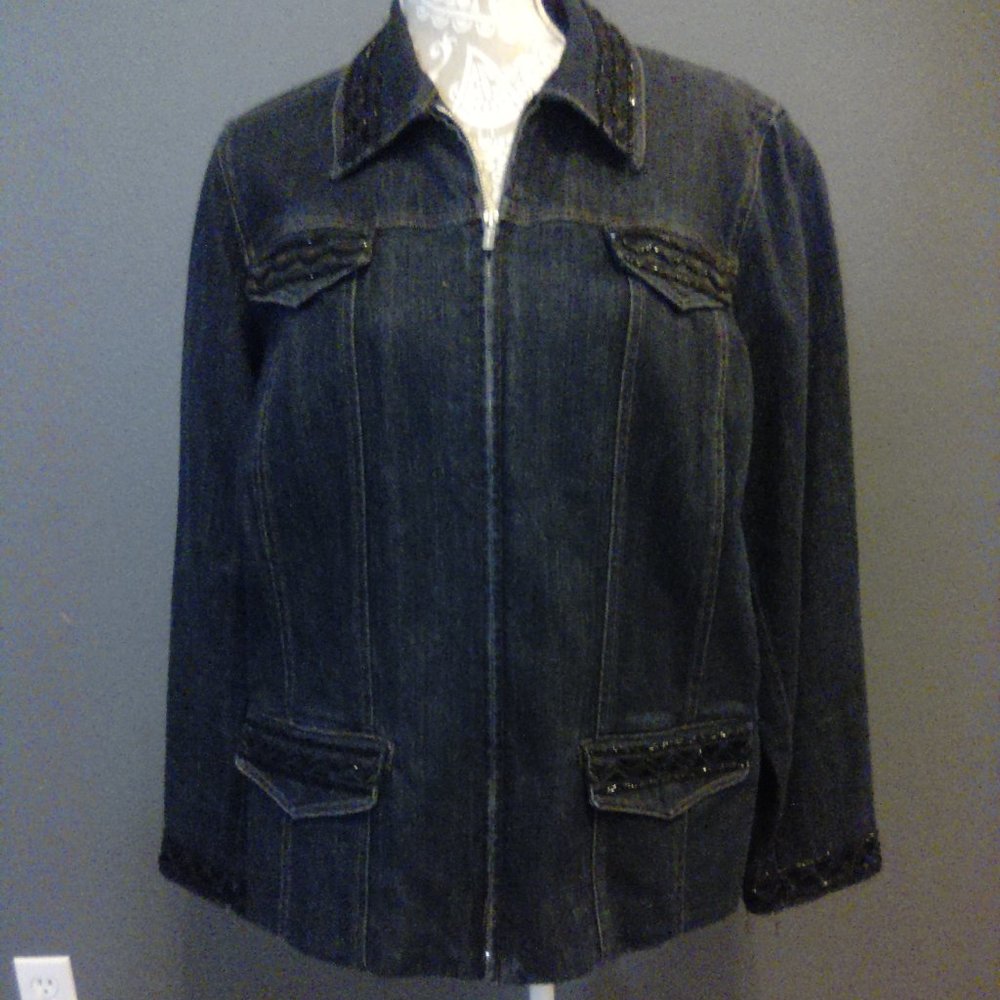 Beaded Stretch Denim - image 1